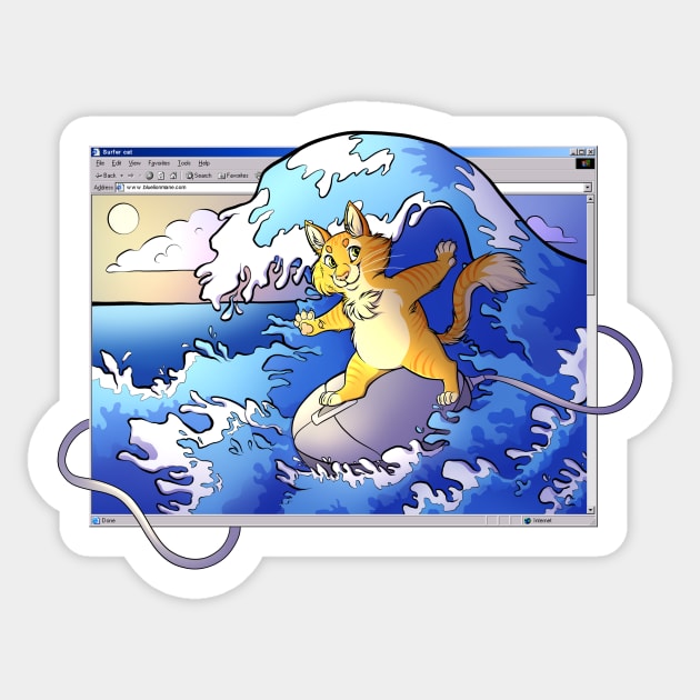 Cat surfing the web Sticker by BlueLionMane